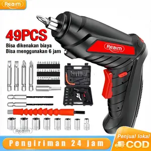 REAIM 49 Pcs Mesin Cordless Screwdriver 4.2V Bor Obeng Mini Obeng Mengatur Batch Listrik