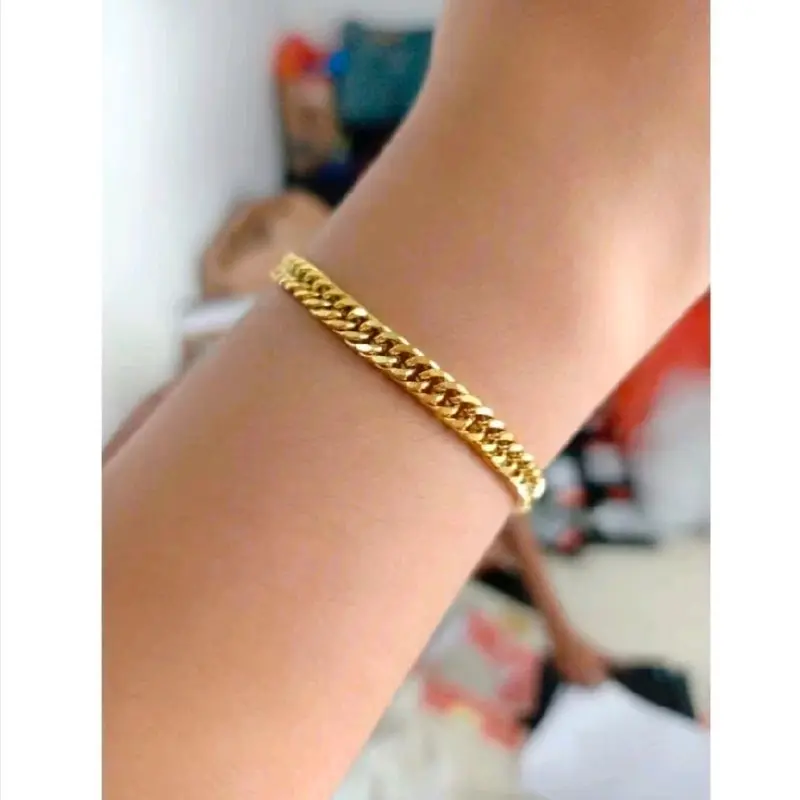 Gelang sisik rantai titanium aksesoris elegan anti luntur perhiasan dewasa lapis emas 24k Bracelets 1