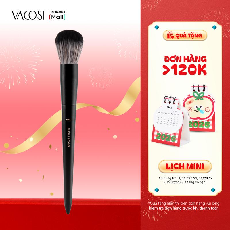 Cọ má hồng và phủ phấn đầu tròn VACOSI thiết kế chuẩn cho lớp makeup mịn màng & tự nhiên chất liệu exclusive PBT Synthetic M03-Y24