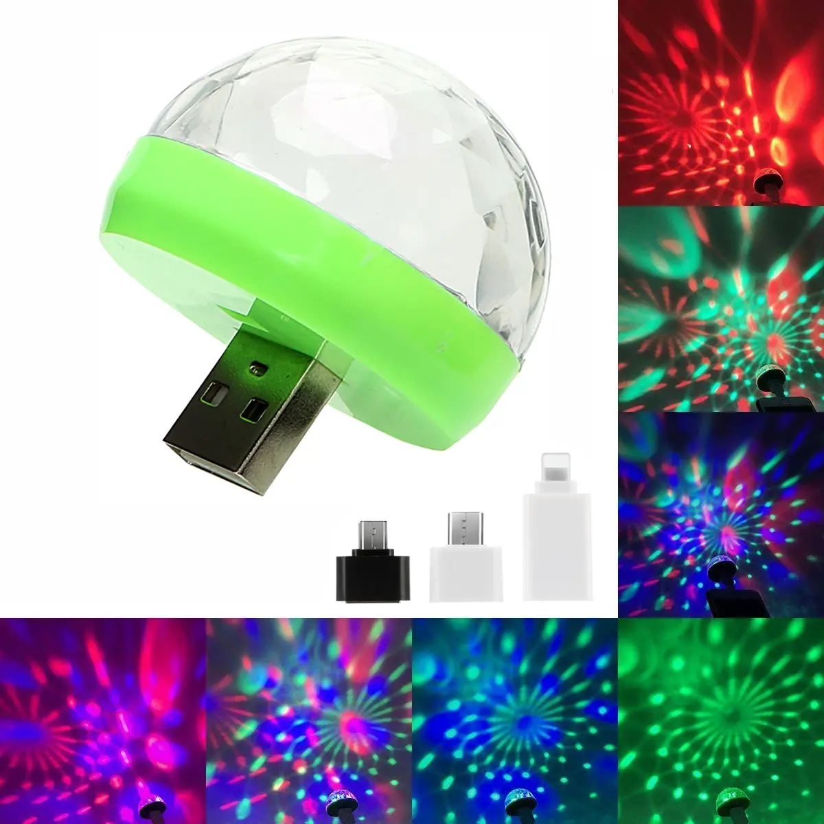 Mini USB LED Car Atmosphere Light RGB Music Sound Control DJ Disco Ball Lamp Home Party USB  Phone Disco Light Accesories