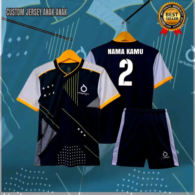 (FREE SABLON NAMA+NOMOR)baju olahraga anak laki-laki/perempuan baju bola Jersey stelan junior 0