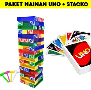 Paket Mainan Edukasi Anak Uno CArd + Stacko Block
