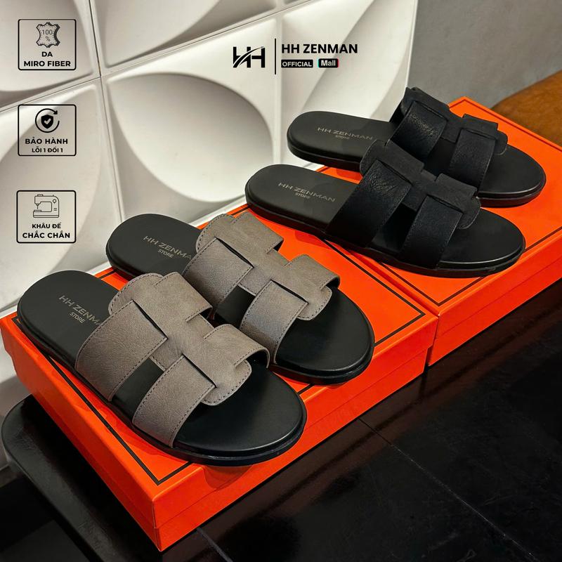   Giá Mở Bán    Khâu Xuyên Đế   Dép Lê HM Cải Tiến Nam Quai Da Đan Chéo  Thời Trang size 37-43 | Đế Cao Su Cao Cấp Chống Trơn | Dép Thời Trang 2025  Nhung Đồng Quai Hậu Sandal DéP Đế Bằng  