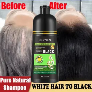 Shampo Penghitam Rambut Uban Black/Brown Hair Dye Shampoo 500ml Cat Rambut Tutup Uban Hair Color Shampoo Pewarna Rambut Hitam Permanen Untuk Pria Dan Wanita Herbal Instant Coloring Hair In 5 Minutes Menghitamkan Coklat