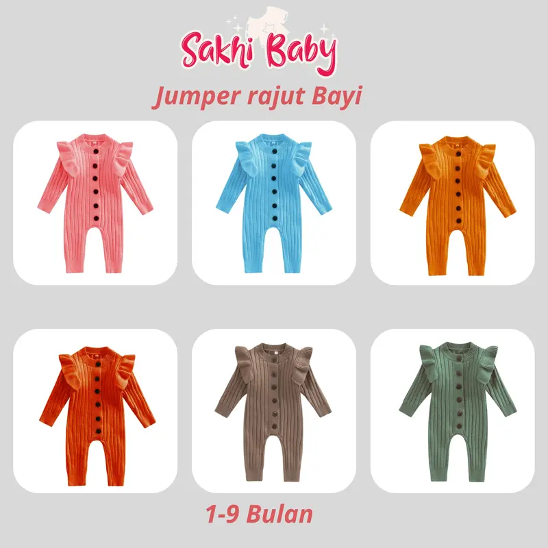 Sakhi Baby Baju Bayi Perempuan 0 6 12 Bulan lucu Jumper Jumsuit Rajut Anak Baru Lahir Newborn Lengan Panjang Katun Cewek budget  bajubayi 0