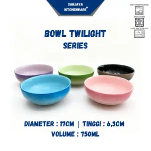 Sanjaya Kitchenware Bowl Soup Keramik Porselen Twilight Series Diameter 17CM Tinggi 6.3CM Volume 750ML Cocok untuk Mie & Bubur Ayah
