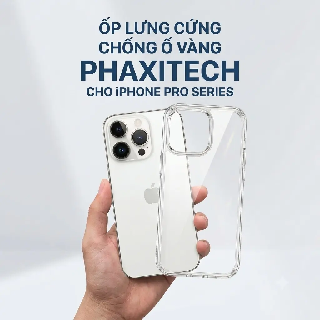 Ốp Lưng [NHỰA CỨNG]  PC Trong Suốt Cao Cấp Chống Ố Tuyệt Đối Cho iPhone 17 Pro Max 11 12 13 14 Pro Max 14 15 Plus 12 13 Phụ Kiện Titan Không Bao Giờ Chuyển Sang Màu Vàng