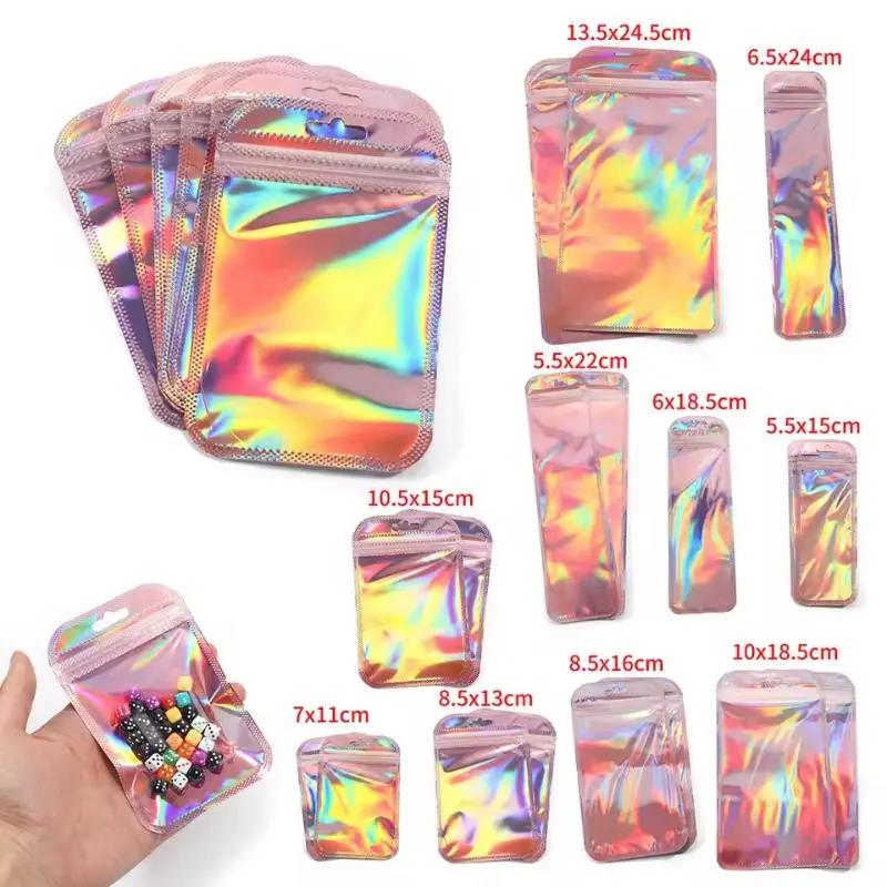 ziplock dày 50pcs túi resealable opp túi holographic laser túi nhựa màu cho bao…