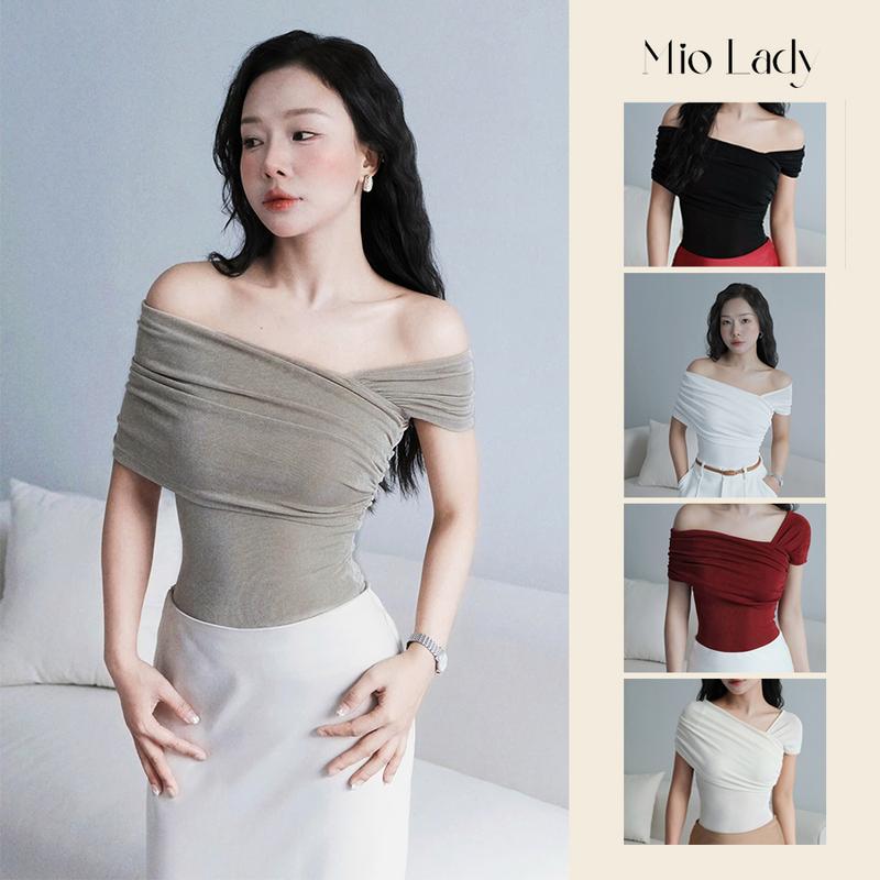 Áo Thun Lệch Vai Ngắn Tay, Áo Mặc Được  Nhiều Kiểu Chất Thun Nhũn, Co Giãn, Mềm Mại Nữ Top - Miolady