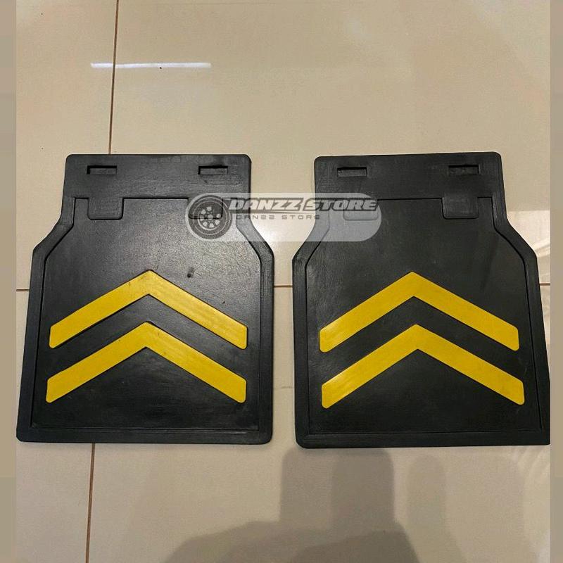 Karet Lumpur Karet Ceceret Spakbor Mobil 1Set(Kiri Kanan) Warna Hitam Strip Kuning Kuning 2