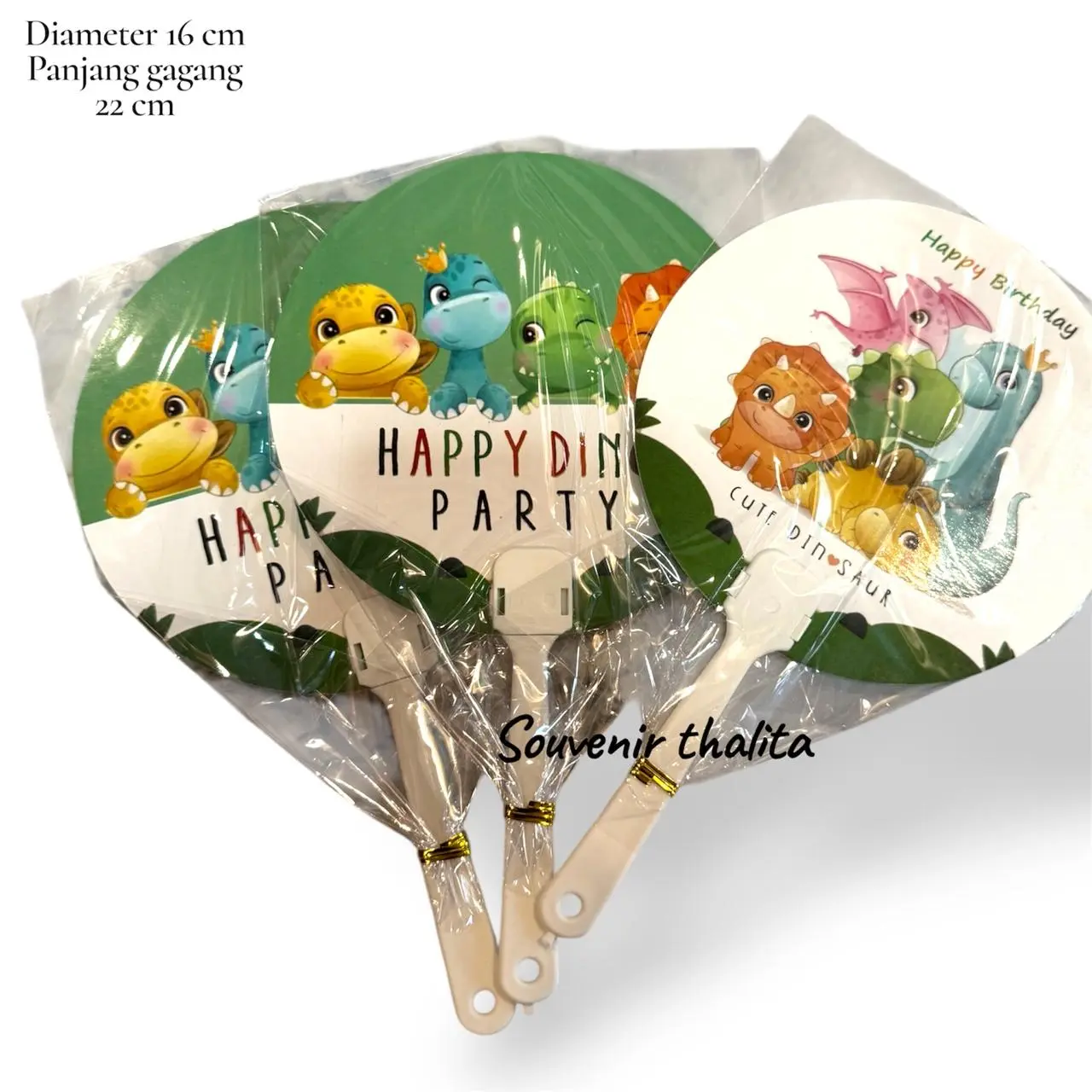 Isi 100 Pcs Souvenir Kipas Karakter Anak – Tema Dino Party Cute