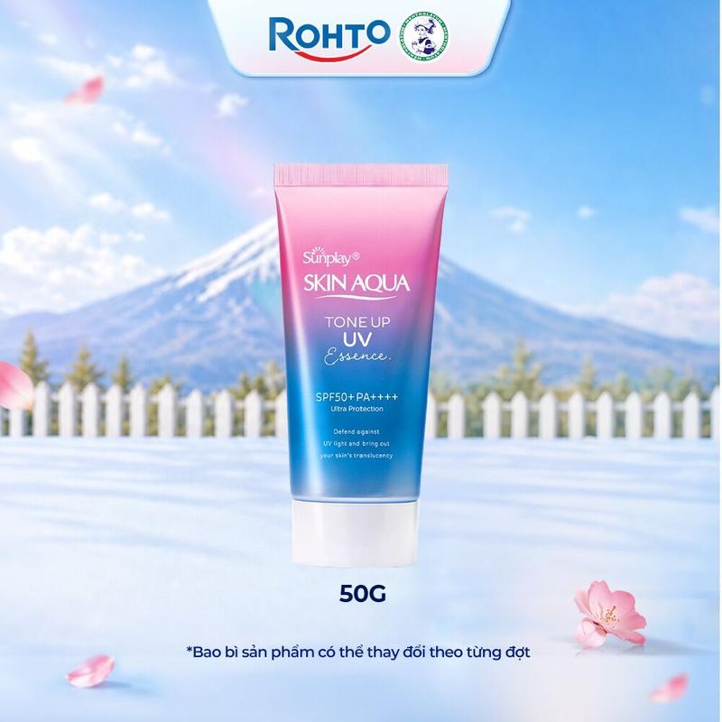 Kem chống nắng nâng tông Skin Aqua Tone up Lavender cho da tối màu & da vàng, dạng tinh chất Sunplay Skin Aqua Tone Up UV Essence Lavender SPF 50+ PA++++ 50g