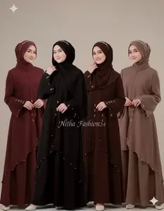 ZALSA ABAYA GAMIS CERUTY BABYDOLL FULL FURING APLIKASI PAYET MUTIARA DRESS SIZE M L XL XXL
