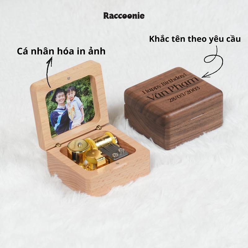  Hộp nhạc cót khắc tên in hình theo yêu cầu hộp gỗ óc chó cao cấp musicbox - quà tặng sinh nhật kỷ niệm - MSB001 