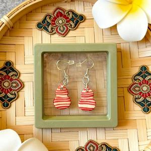 FSJDWHDKY Women's Handmade Gourd Earrings Soft Ceramic Material Striped Texture Festive Retro Style Comfortable Daily Wear Perfect Gift