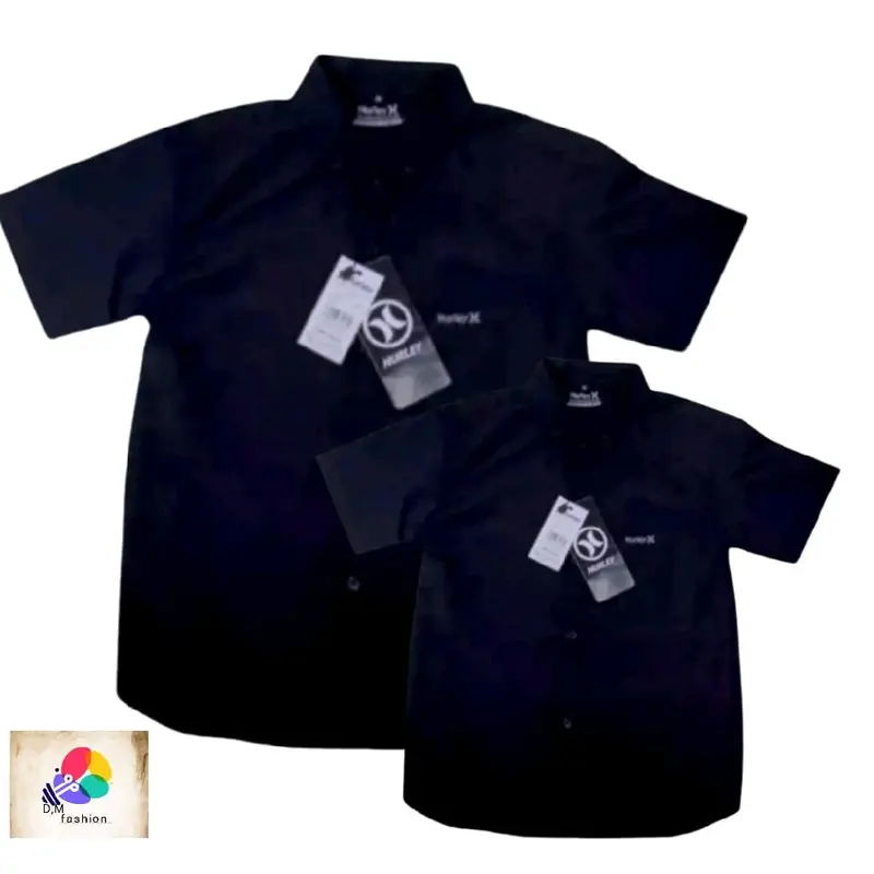 kemeja polos Couple ayah dan anak baju terlaris Pasangan Katun Pendek Atasan 3