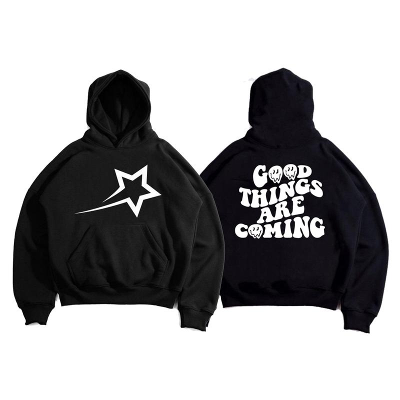 BREW ID Hoodie Boxy Oversize Tebal Hitam untuk Pria dan Wanita - Fleece PE Tebal Gramasi 280 0