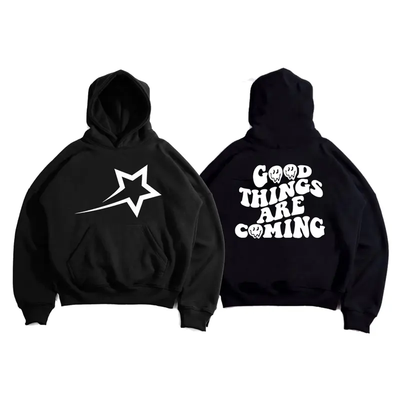 BREW ID Hoodie Boxy Oversize Tebal Hitam untuk Pria dan Wanita - Fleece PE Tebal Gramasi 280 0