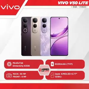 VIVO V50 LITE ( 8GB/256GB ) GARANSI RESMI | 6500MAH BATTERY WITH 90W FAST CHARGING | KAMERA UTAMA 50MP | NFC | 6.77" INCH AMOLED 120Hz