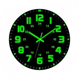 Reloj de pared con luz nocturna moderna, 1 pieza, funciona con batería, brilla en la oscuridad, silencioso; decoración del hogar en sala, dormitorio, cocina; regalo de Navidad.