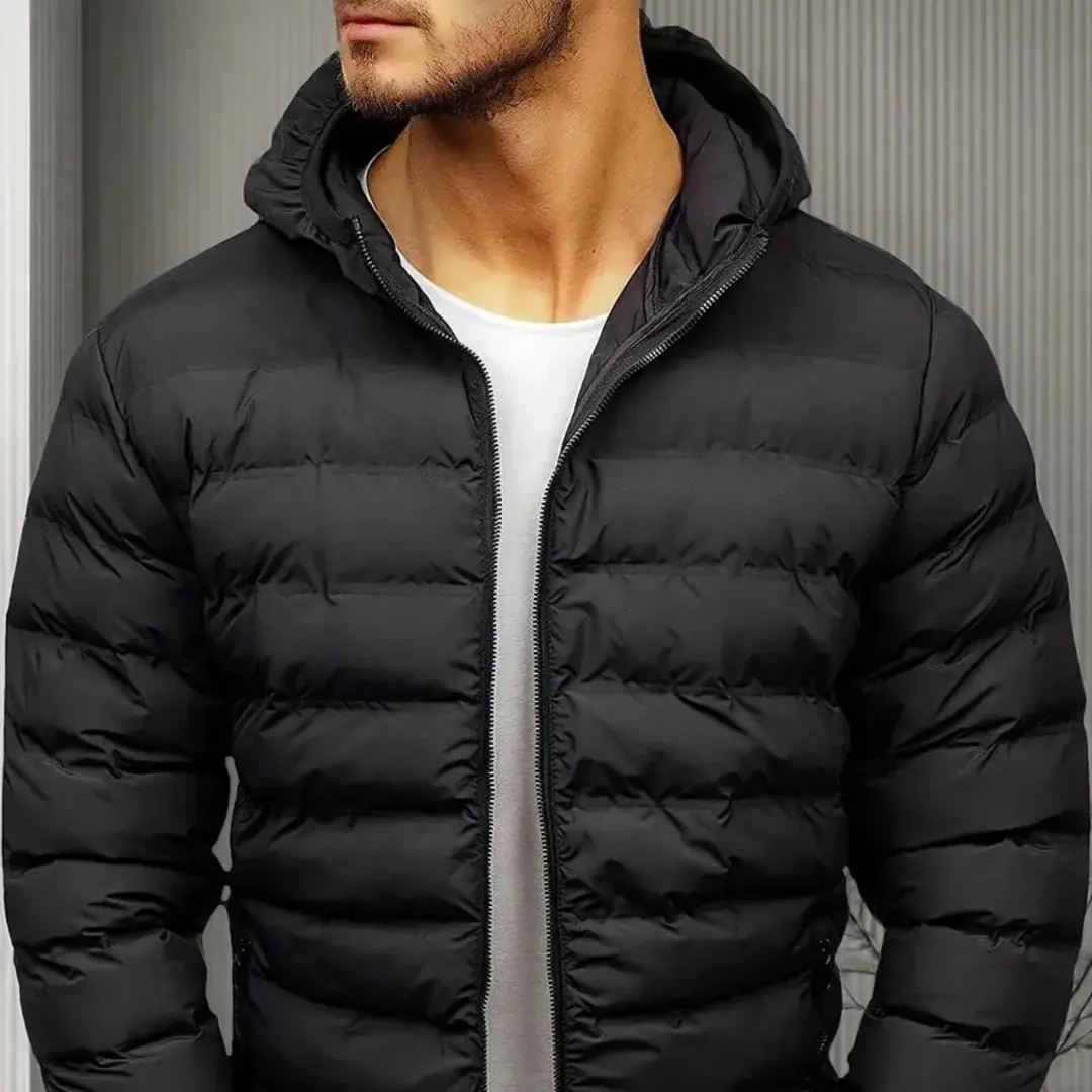 Jaqueta Puffer Bobojaco Nylon Impermeável com Bolso e Capuz removivel