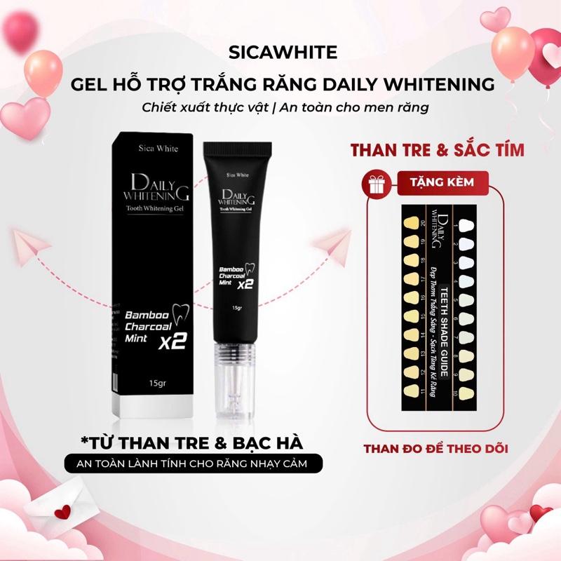 (L17) Gel Hỗ Trợ Trắng Răng - Daily Whitening (15gr) - Than Tre, Bạc Hà - Hỗ Trợ Cải Thiện Vàng Răng - Làm Đẹp