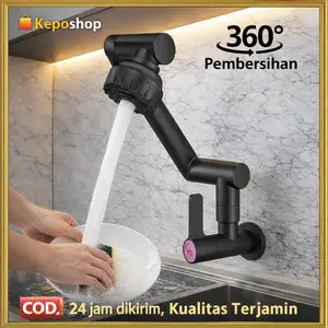 Kran Wastafel 1080° Rotasi – 2 Mode Aliran (Pancuran/Semprotan) Anti Cipratan Stainless Steel untuk Dapur