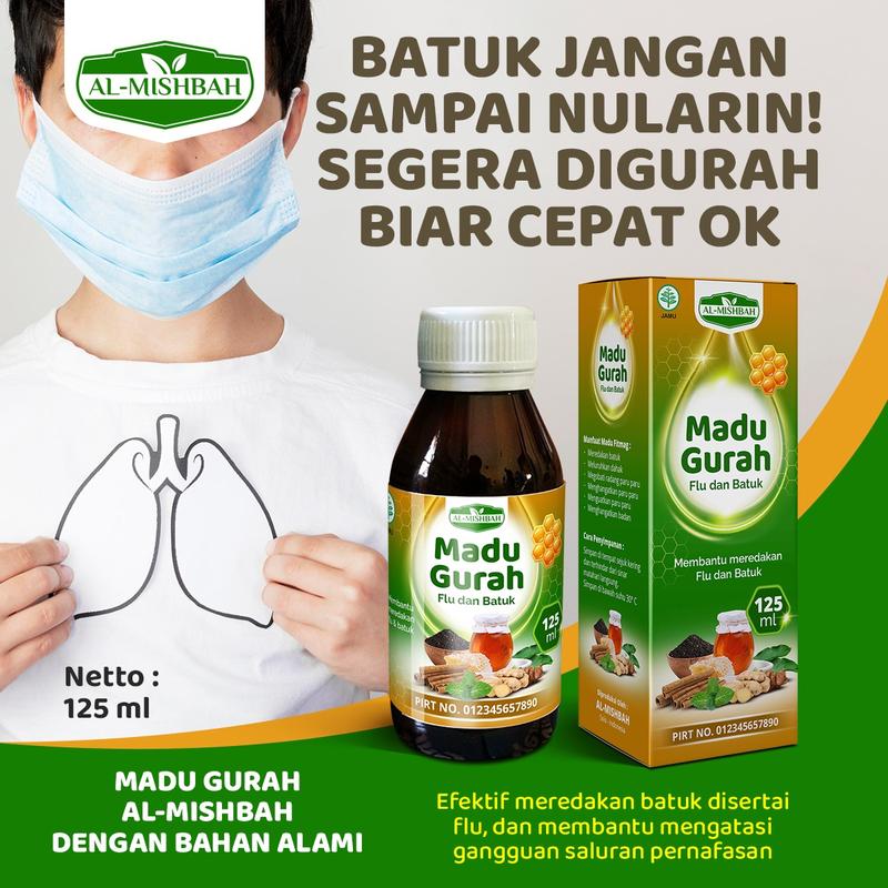 Product Introduction of Madu Gurah Flu dan Batuk Al Mishbah Plus Daun Saga 125 ml Honey Syrup 0