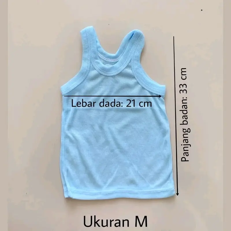 Labeling Singlet Bayi Anak 12 Pcs Warna Biru Kuning Pink Size S-M-L-XL Motif Tutul - Newborn 4