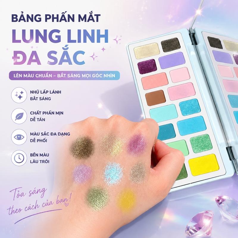 Bảng Phấn Mắt CHEERYEP 16 Ô Đa Dạng Bảng Màu Trang Điểm Chất Phấn Ẩm Mịn Lên…
