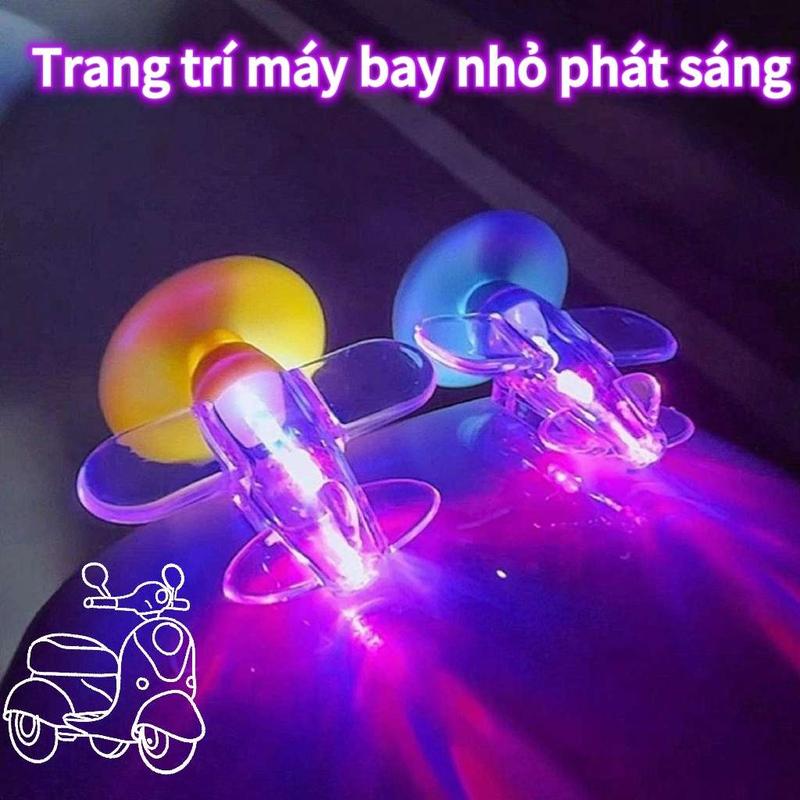 Năng lượng gió sáng tạo Trang trí máy bay nhỏ, Mũ bảo hiểm đi xe đạp LED trang trí máy bay nhỏ Xe đạp điện trang trí xe máy Năng lượng gió Máy bay nhỏ phát sáng Trang trí tay lái Nội Thất
