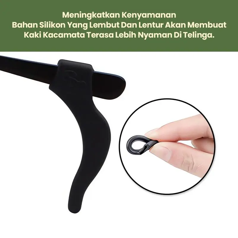 Kait Telinga Kacamata Anti-Selip – Klip Silikon yang Nyaman dan Aman, Mencegah Kacamata Melorot, Aksesori Penyangga Kacamata 3