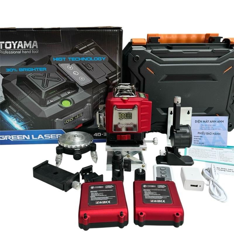 Máy cân mực 16 tia xanh - Chính hãng TOYAMA chuyên làm nội thất, trần vách, thạch cao, ốp lát, điện nước, Tia sáng mảnh, Sắc nét, Độ chính xác cao - Bảo hành 1 năm - Model: 4D-380G
