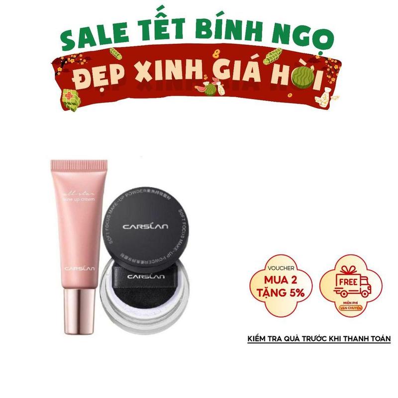  Combo Minisize Kem lười Carslan - nâng tông da 5g  và Phấn phủ Carslan kiềm dầu chống nước lâu trôi 1g Trang Điểm Perfume Cosmetic 