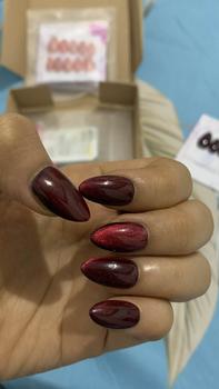 Product Review of Kuku palsu/ nail art/ press on nails cat eye warna red jelly FREE toolkit from p**i 1