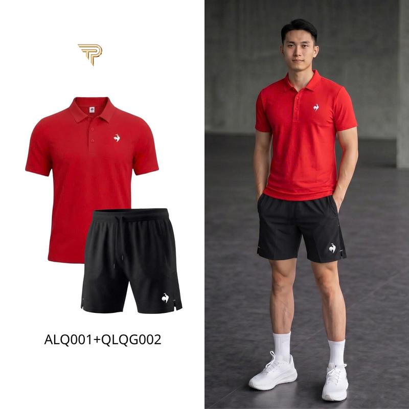 PT.SPORT - Set Thời Trang Gà Áo Polo Không Đường May + Quần Gió 3 Túi Khoá Kéo