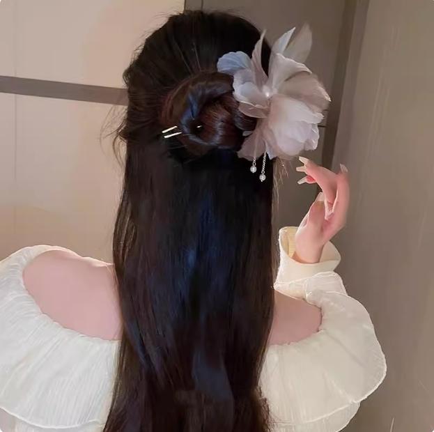 Product Introduction of Leaf Butterfly Hairpin~! Retro exquisite and simple flower tassel U-shaped hairpin, new Chinese style hair accessories, dished hair, Chinese hair accessories 1