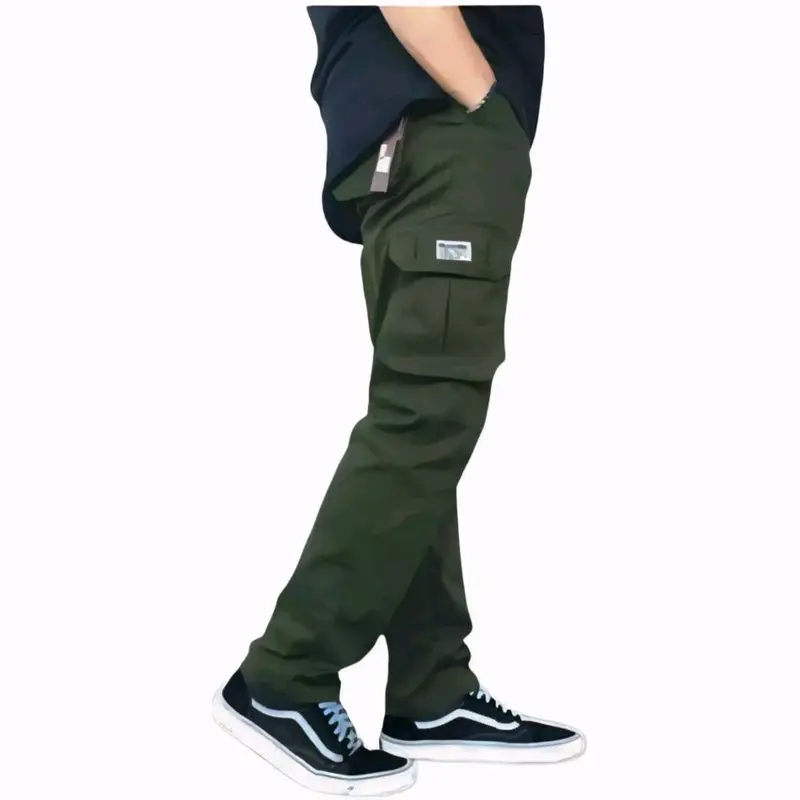 Celana Cargo Pria Panjang Celana Panjang Cowok Dewasa Keren Casual Kain Katun Army Hitam Distro Lembut Mocca Cream Nyaman  Tebal Standar Chino Formal 3