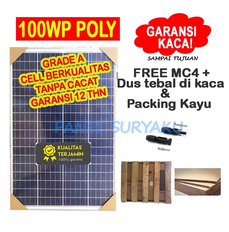 Panel Surya 100wp Poly Solar Panel Surya 100wp Poly FREE Packing Kayu + MC4