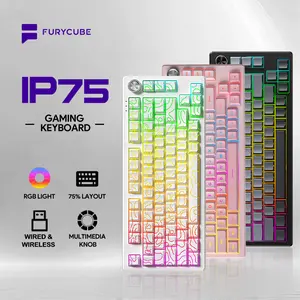 FURYCUBE IP75/IP98PRO Knob Membrane Keyboard 75% Layout RGB Mechanical Feel Keyboard Control Office&Gaming Keyboard