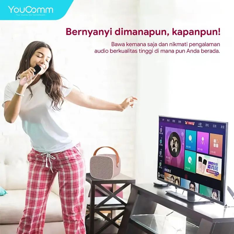 Youcomm Karaoke Mini Speaker Microphone Karaoke Premium Set Speaker Bluetooth Wireless With Mic Karoke Bluetooth Full bass Portable Speaker K1 3