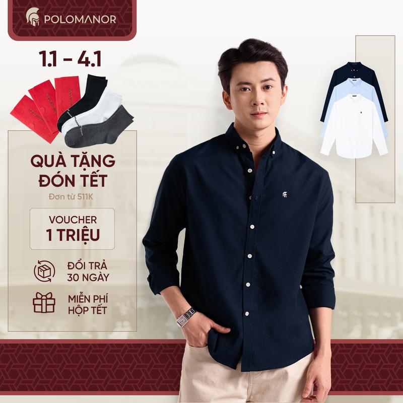   NEW T9  Áo sơ mi nam tay dài OXFORD PREMIUM BST SMART CASUAL Cao Cấp Thanh Lịch - POLOMANOR 