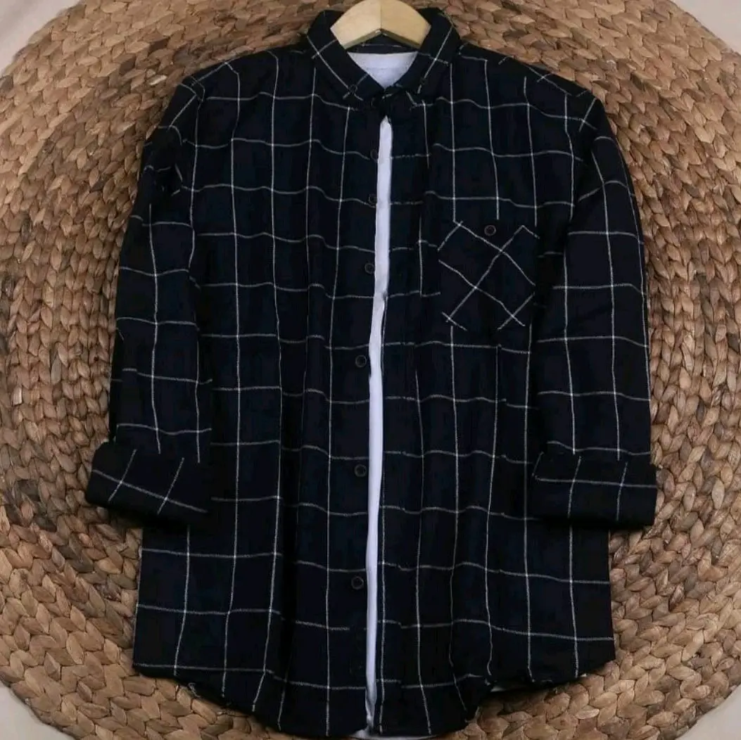 Kemeja Flannel Pria Lengan Panjang Size M-L-XL - Distro Casual Hitam Kotak Navy Katun Katun Baju Baju Cowok Slimfit Formal Nyaman Tangan Santai Kantor
