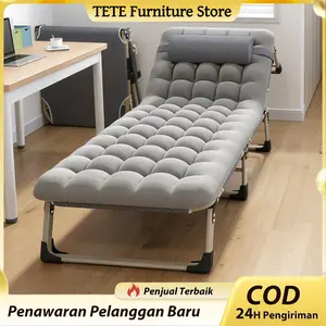 TETE-1  Kursi Santai Lipat Tanpa Perakitan Kasur Lipat Portable Ringan Untuk Tidur Siang Istirahat Dengan Bantal Empuk Nyaman Mudah Dibuka Dilipat Disimpan Praktis Desain Minimalis Modern Bahan Oxford Kuat Tahan Air Tahan Lama Awet Furniture