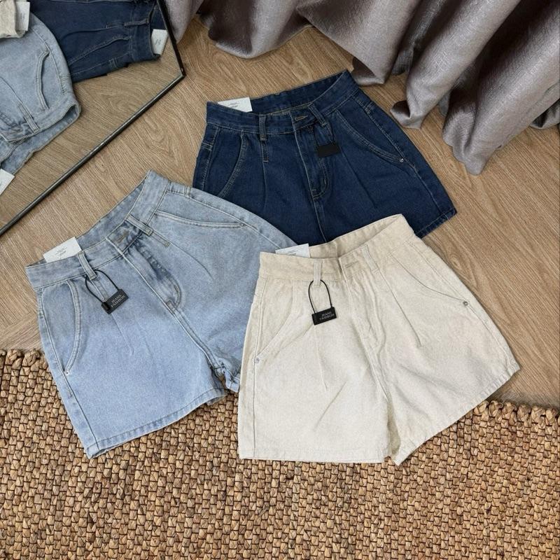 [SR68] Quần short jean nữ lưng cao chíp ly túi xéo