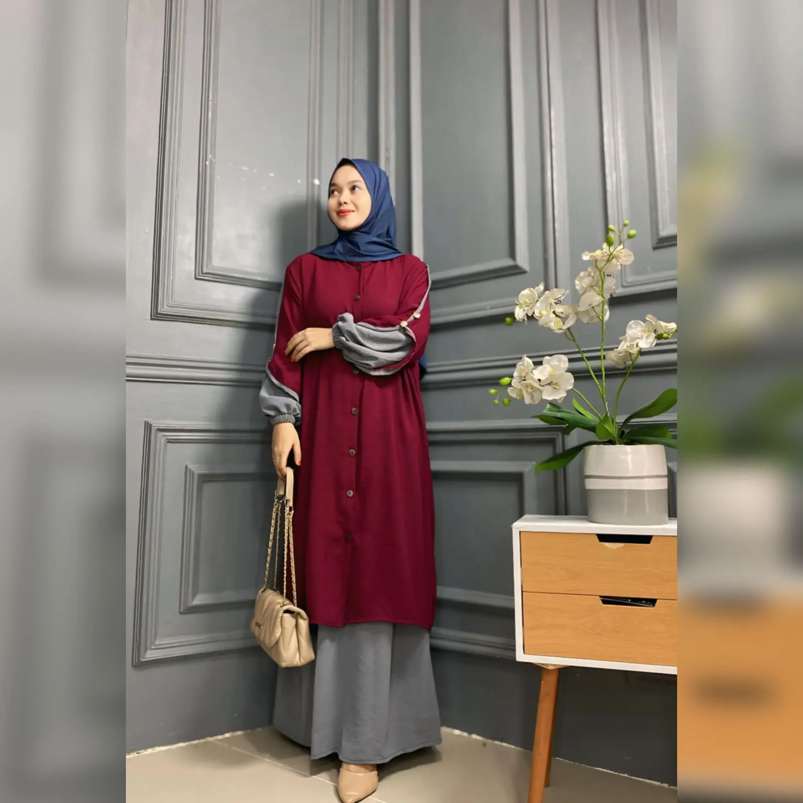 HS STORE Sahira Dress Setelan Rok Muslim Syari