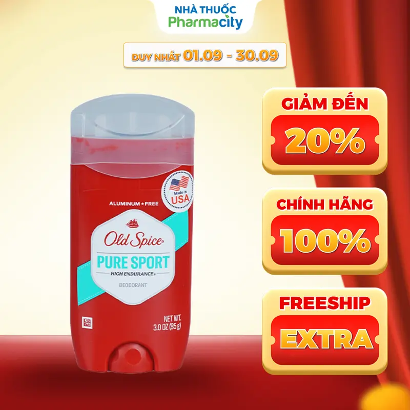 Sáp Khử Mùi Old Spice Hương Pure Sport Năng Động 85g (Đỏ)