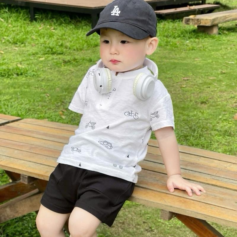 (Linh An Kisd) Set bộ cộc tay , áo đũi tơ , quần chất thô mềm cho bé trai từ 8-30kg mặc đi chơi , đi biển cực kì đẹp