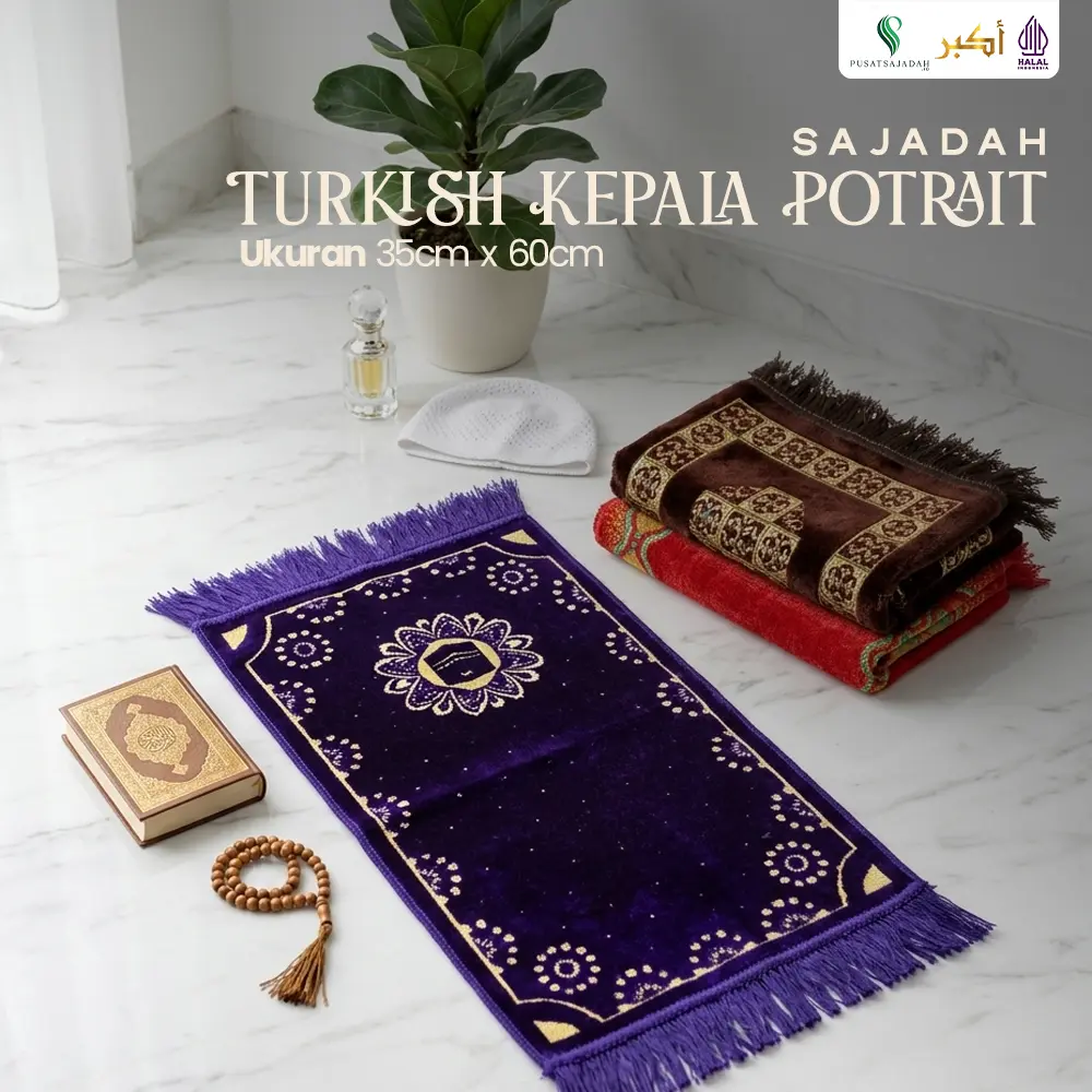 Sajadah Kepala Tebal & Lembut | Turkish Kepala Potrait | Uk. 35x55 | Minimalis | Modern | Terlaris | Termurah | Terbaik | Lembut | Tebal