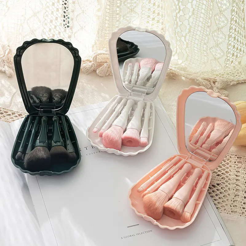 Portable Makeup Brush Set  Mirror Soft Repair Brush Lip Brush Foundation Brush Eye Shadow Brush Complete Set of Makeup Brushes